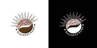 idéias de logotipo de café cerebral. design de logotipo de inspiração vetor