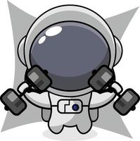 ilustração de desenho animado de personagem de mascote de astronauta de fitness de barra vetor