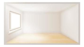 vetor de quarto vazio. parede branca. janela de plástico. apartamento de arquitetura. ilustração 3d realista
