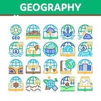 vetor de conjunto de ícones de coleção de educação em geografia