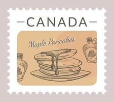 cartão postal de receitas tradicionais de panquecas de maple do canadá vetor