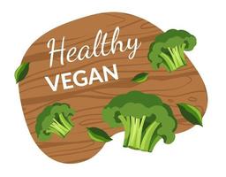 brócolis de refeição vegana saudável no vetor de tábua de madeira