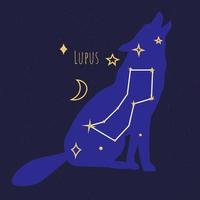 constelações de lúpus, formação estelar de lobo vetor