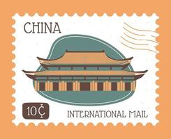 correio internacional da china, carimbo postal com preço vetor