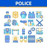 vetor de conjunto de ícones de coleção do departamento de polícia