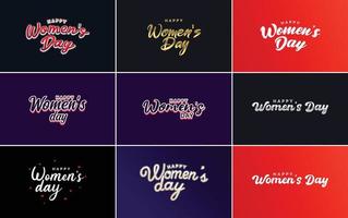 conjunto de elementos de design de vetores de sinais e emblemas do feliz dia internacional da mulher. sinais. rótulos. e coleção de emblemas