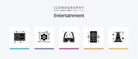 pacote de ícones de glifo 5 de entretenimento, incluindo jogador. inteligente. vídeo. telefone. filme. design de ícones criativos vetor