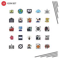 25 ícones criativos sinais e símbolos modernos de dispositivo de rede de grupo hospedando elementos de design de vetores editáveis de computação