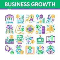 vetor de conjunto de ícones de crescimento e gerenciamento de negócios
