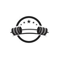 barbel, modelo de logotipo de ícone de academia de halteres vetor