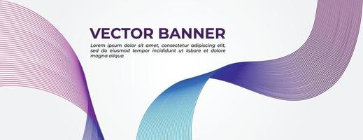 banner de vetor roxo gradiente azul com design de modelo de linhas de onda abstratas