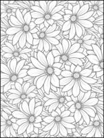 flor de margarida linda ilustração de padrão floral botânico para livro de colorir ou página, arte de esboço de flor de margarida, buquê desenhado à mão de floral isolado no fundo branco vetor