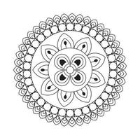 desenho de mandala padrão decorativo decoração floco de neve no design de padrão de flor preta vetor