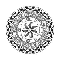 desenho de mandala padrão decorativo decoração floco de neve no design de padrão de flor preta vetor