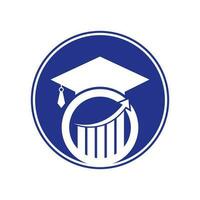 boné de pós-graduação com vetor de logotipo de gráfico de barras de finanças. design de logotipo de educação e logotipo de investimento.