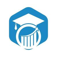 boné de pós-graduação com vetor de logotipo de gráfico de barras de finanças. design de logotipo de educação e logotipo de investimento.