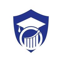 boné de pós-graduação com vetor de logotipo de gráfico de barras de finanças. design de logotipo de educação e logotipo de investimento.