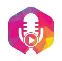 design de modelo de logotipo de podcast de reprodução de vídeo. canal de podcast ou design de logotipo de rádio. vetor