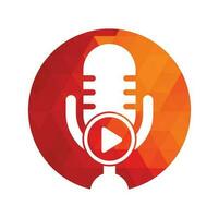 design de modelo de logotipo de podcast de reprodução de vídeo. canal de podcast ou design de logotipo de rádio. vetor