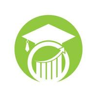 boné de pós-graduação com vetor de logotipo de gráfico de barras de finanças. design de logotipo de educação e logotipo de investimento.