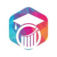 boné de pós-graduação com vetor de logotipo de gráfico de barras de finanças. design de logotipo de educação e logotipo de investimento.