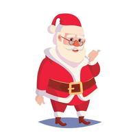 vetor isolado de papai noel. papai noel clássico em terno vermelho e chapéu. bom para banner, brochura, cartaz, design de publicidade. ilustração de personagem de desenho animado plana isolada