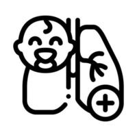 pulmões de bebê recém-nascido ilustração em contorno do vetor ícone