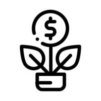 a planta cresce a ilustração do esboço do vetor do ícone da moeda