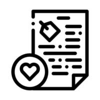 ilustração de contorno de vetor de ícone de coração de documento