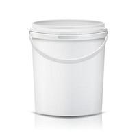 vetor de balde de plástico. realista. branco vazio. recipiente para tinta ou comida. isolado na ilustração branca
