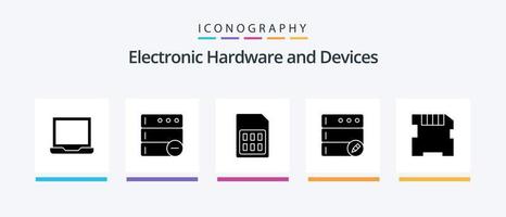 pacote de ícones de glifo 5 de dispositivos, incluindo . memória. telefone. cartão. editar. design de ícones criativos vetor