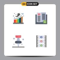 conjunto de 4 sinais de símbolos de ícones de interface do usuário modernos para educação de gráfico conhecimento pi elementos de design de vetores editáveis