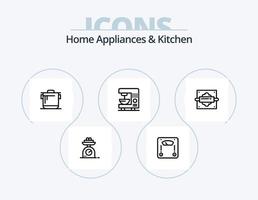 eletrodomésticos e ícone da linha de cozinha pack 5 design de ícones. elétrico. casa. boné. elétrico. restaurante vetor