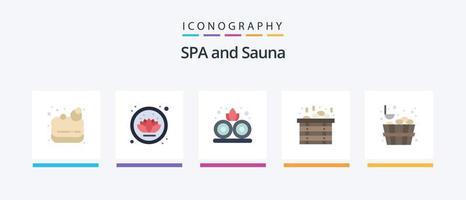 sauna flat 5 icon pack incluindo . caixa. . design de ícones criativos vetor