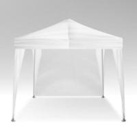 vetor de maquete de tenda dobrável branca. tenda pop-up de tenda pop-up promocional para eventos ao ar livre, modelo. publicidade do produto. ilustração vetorial