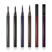 definir o vetor de lápis delineador de maquiagem cosmética. lápis realistas de maquiagem moderna com sem tampa isolado no fundo branco