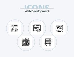 design de ícones do pacote de 5 ícones de linha de desenvolvimento web. . teste. rede. Rapidez. Móvel vetor