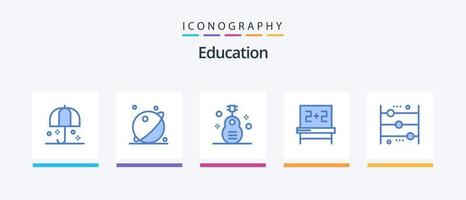 pacote de ícones de educação azul 5, incluindo estudos. quadro-negro. espaço. música. violão. design de ícones criativos vetor