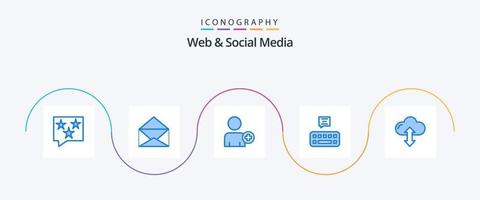 pacote de ícones azul 5 da web e mídia social, incluindo para baixo. flecha. adicionar. nuvem. bate-papo vetor