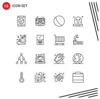 16 ícones criativos sinais modernos e símbolos de moedas de receita spa elementos de design de vetor editável facial