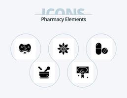 elementos de farmácia glifo ícone pack 5 design de ícone. átomo . sabão. médico. médico. saúde vetor