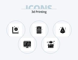 Pacote de ícones de glifos de impressão 3D 5 design de ícones. laser. 3d. cubo. geométrico. prancheta vetor