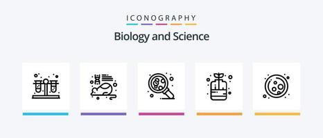 pacote de ícones da linha 5 de biologia, incluindo mão. Cuidado. Ciência. Ciência. átomo. design de ícones criativos vetor