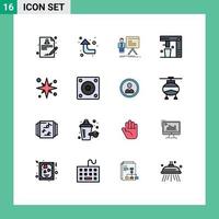 16 ícones criativos sinais modernos e símbolos de gráfico de cozinha estrela comida bebida elementos de design de vetores criativos editáveis
