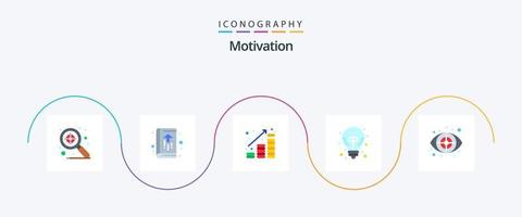 pacote de ícones de 5 planos de motivação, incluindo crime. Boa ideia. moedas. excelente ideia. dinheiro para cima vetor
