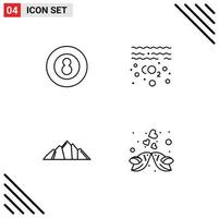 conjunto de 4 sinais de símbolos de ícones de interface do usuário modernos para snooker hill esporte óleo natureza editável elementos de design vetorial vetor