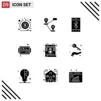 9 ícones criativos, sinais e símbolos modernos do feminismo, calendário, bandeja de células, cookies, elementos de design vetoriais editáveis vetor