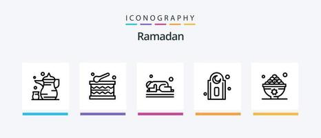 Pacote de ícones da linha 5 do Ramadã, incluindo lua. ajuda. islamismo. mãos. Cuidado. design de ícones criativos vetor