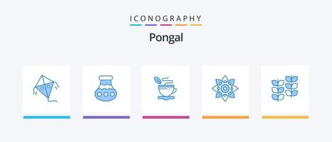 pacote de ícones pongal azul 5 incluindo holi. diwali. chá . decoração. comemoro. design de ícones criativos vetor