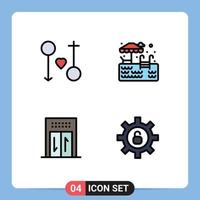 4 ícones criativos sinais e símbolos modernos de elementos de design de vetores editáveis de proteção de parque de casamento de hotel feminino